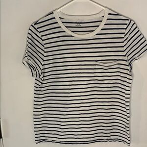 Madewell black white striped one pocket short sleeve t-shirt Size Medium